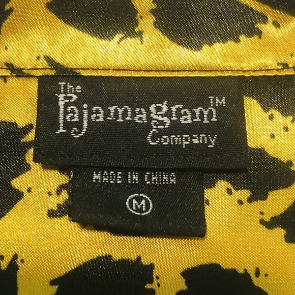 PajamaGram Company Gold Satin Leopard Print Button Up Pajama Top Women Medium - Picture 8 of 12